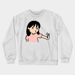 cute little selfie girl Crewneck Sweatshirt